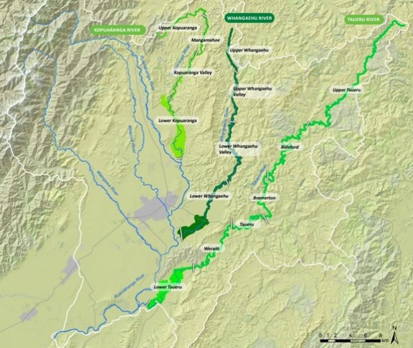 Map of Kopuaranga, Whangaehu and Taueru Rivers 