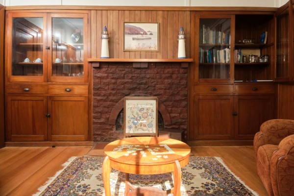 View of the fireplace in the living room
