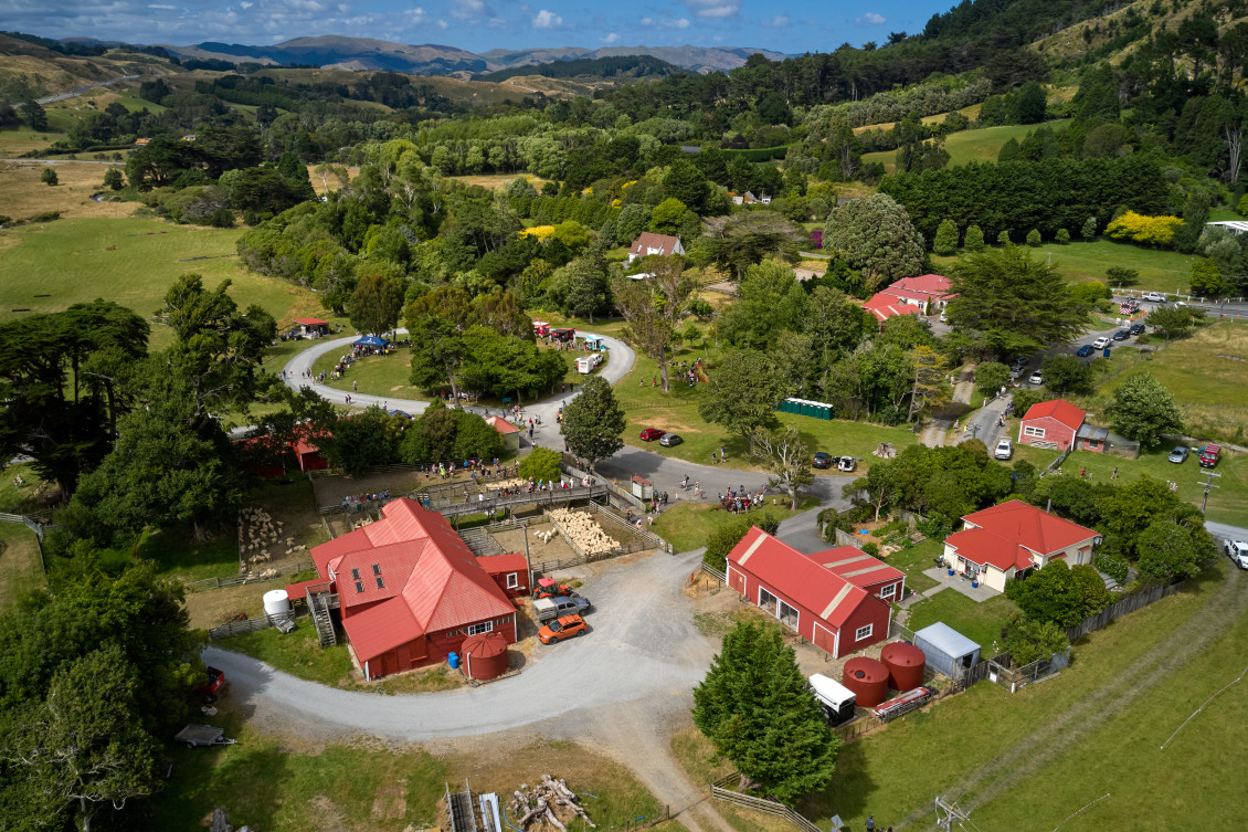 View from above of farm buildings at Battle Hill